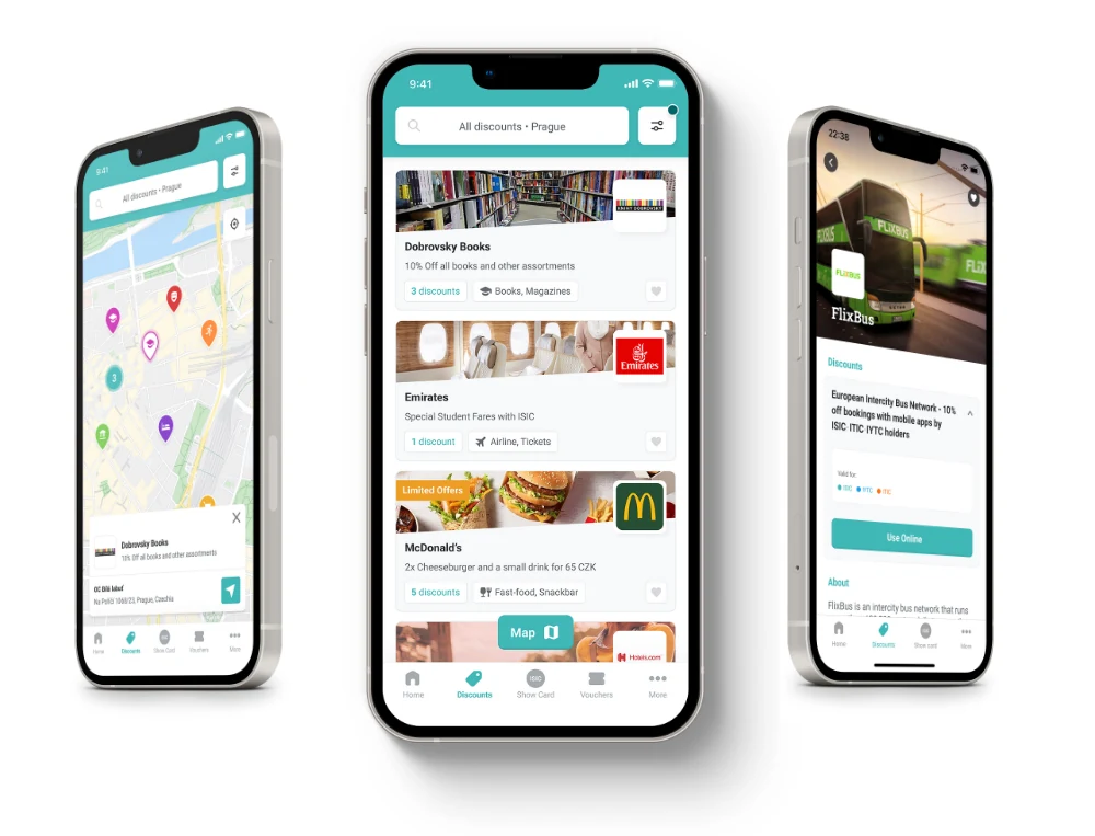 La app de ISIC con descuentos en tres teléfonos